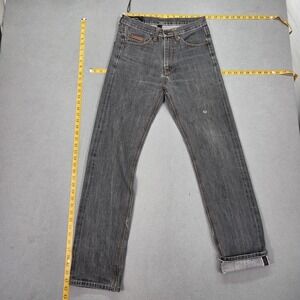 Remix Jeans Mens Gray Selvedge Straight Leg Zip Paint Splatter Stains Fits 28x30